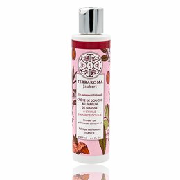 Almond shower cream with a floral and sweet scent, containing almond oil and shea butter for moisturizing skin.