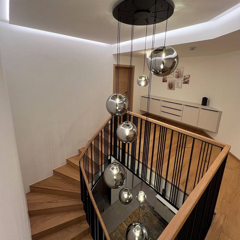 s.luce Orb sfera di vetro lampada da galleria 500cm sospensione nero