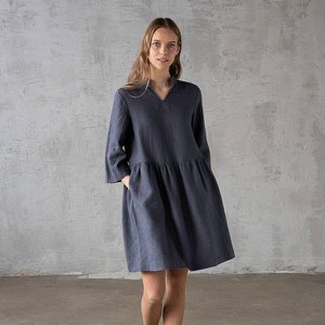 Leinenkleid Anthrazit Ella
