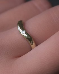 Pre-Set Hidden Inner Strength Ring Gold Hammered