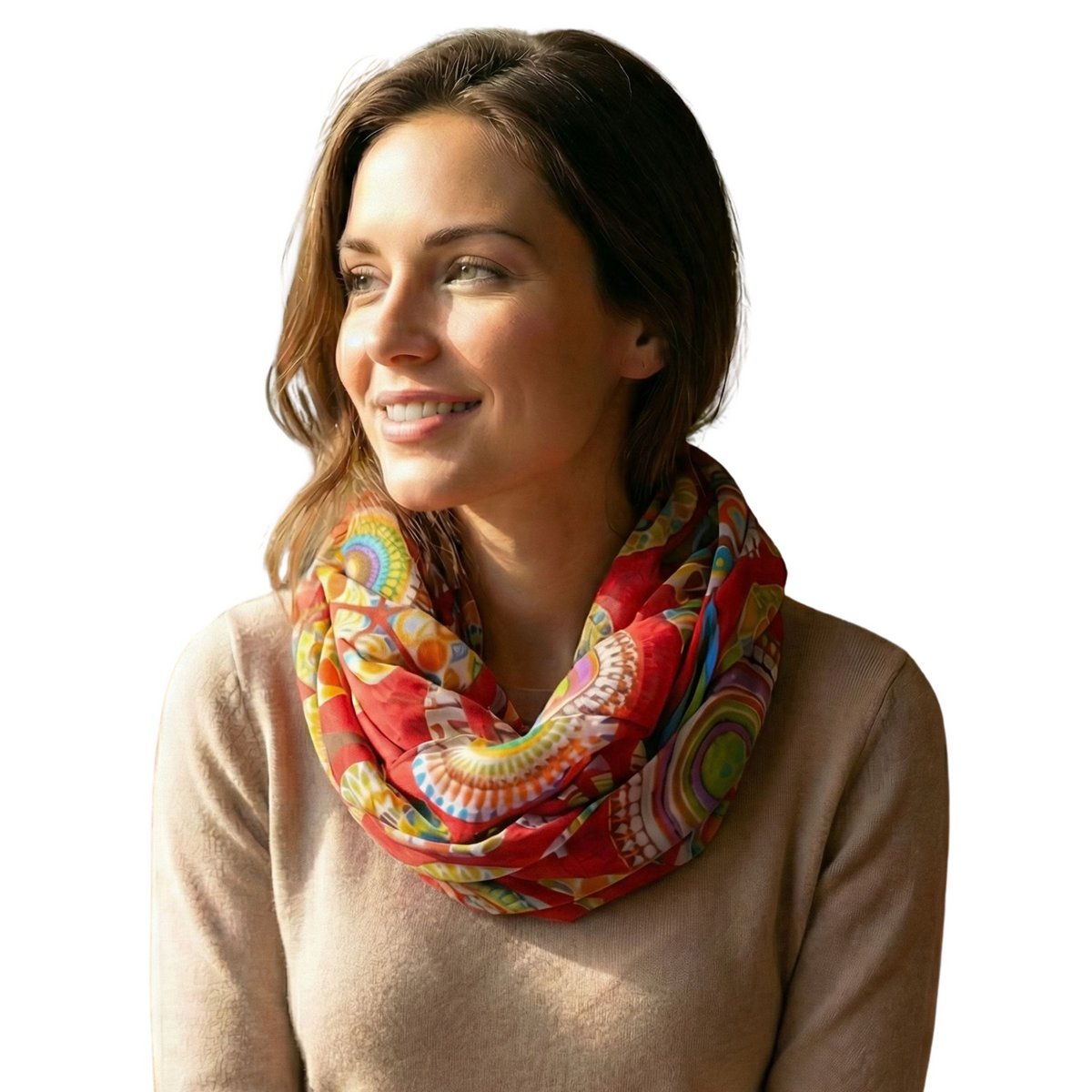 Sunsa set de 3 bufandas de lazo, bufanda de lazo para mujer, pañuelo redondo hecho de 100% algodón, bufanda de tubo para ella, bufanda redonda para verano/primavera/otoño