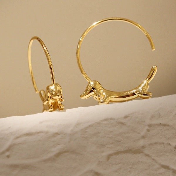 Charming Dachshund Hoop Earrings
