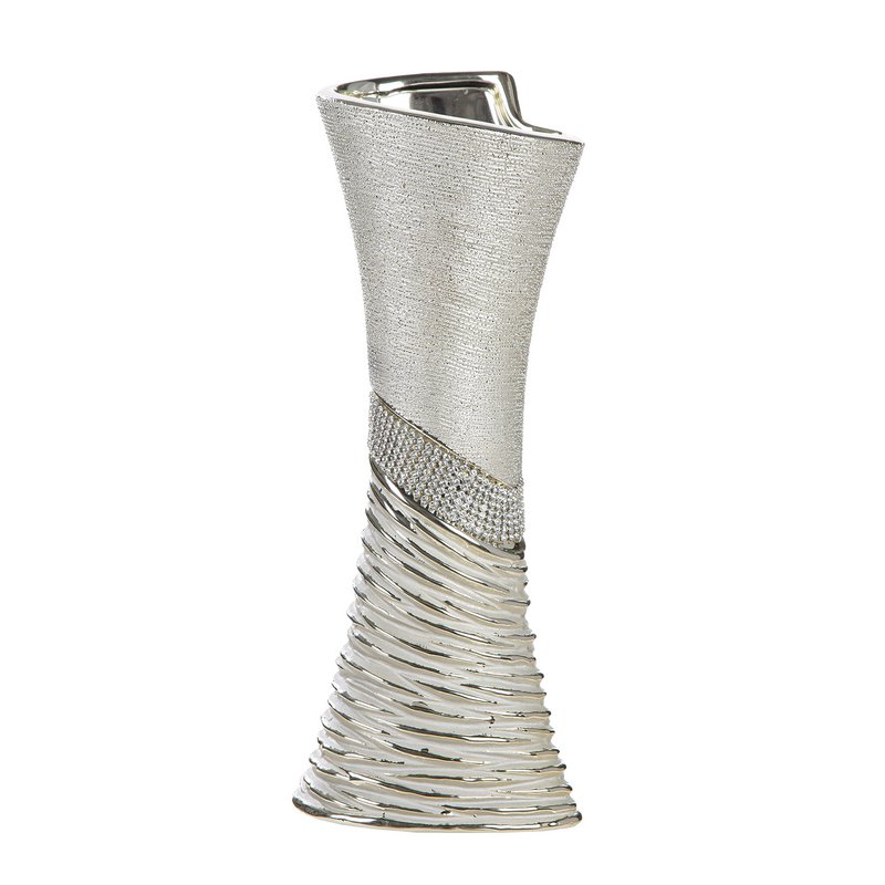 Vase rhinsten champagnefarvet, sølvfarvet H. 39 cm, VE 2