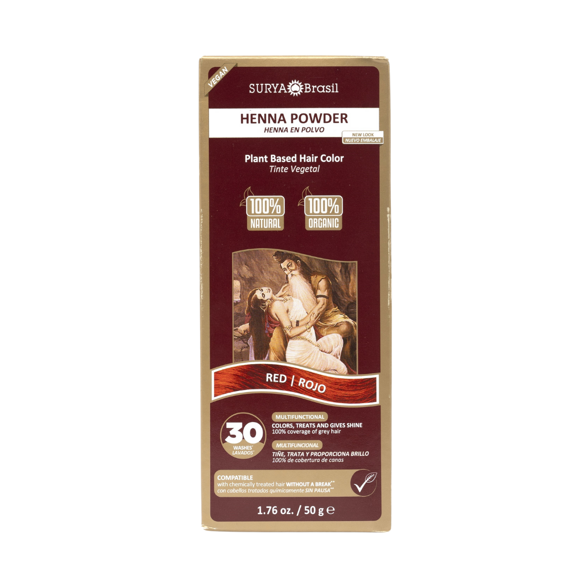 Surya Brasil Teinture capillaire au henné en poudre rouge 50 g