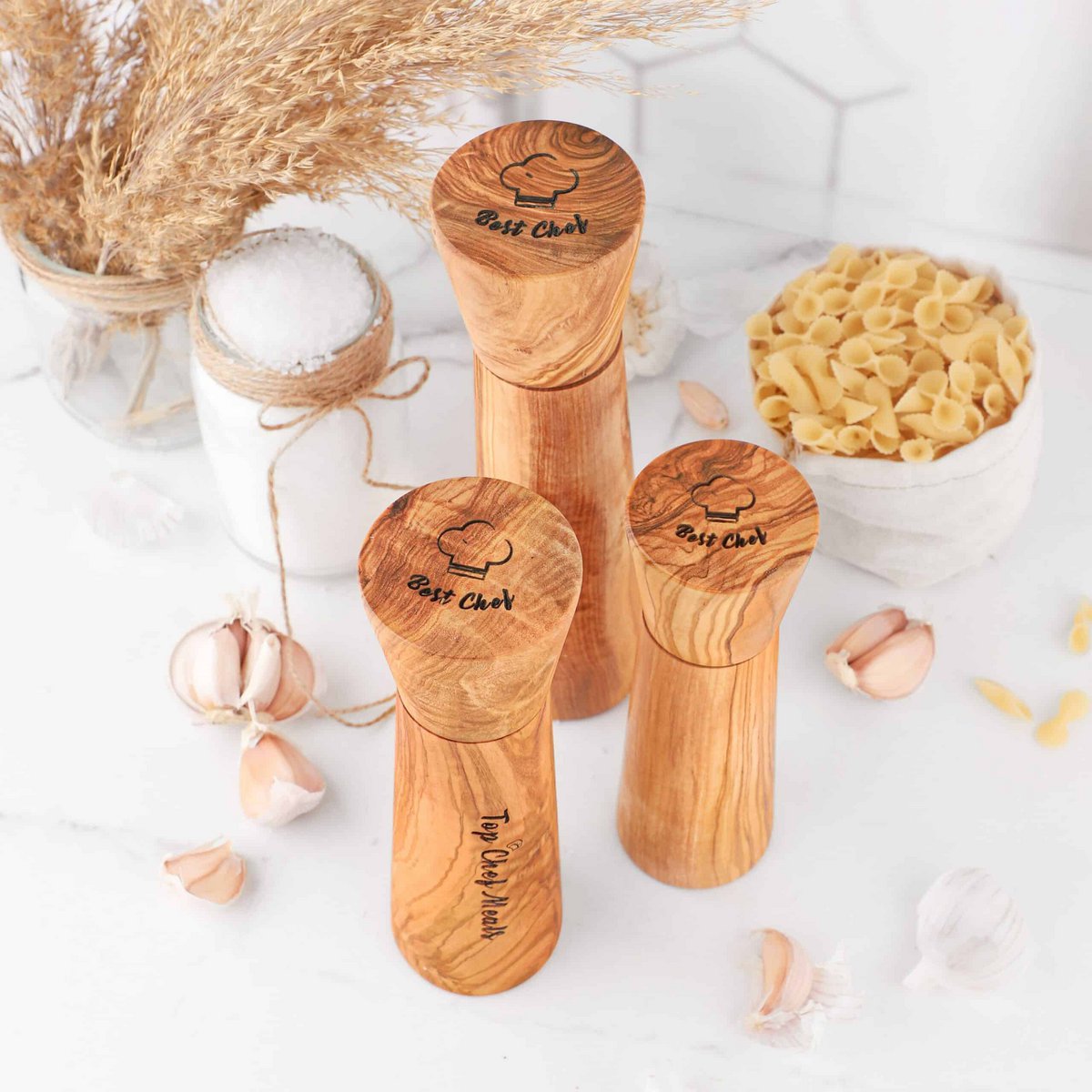 Olive Wood Salt & Pepper Grinder Set