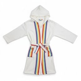 Children's bathrobe made from 100% cotton with a rainbow design