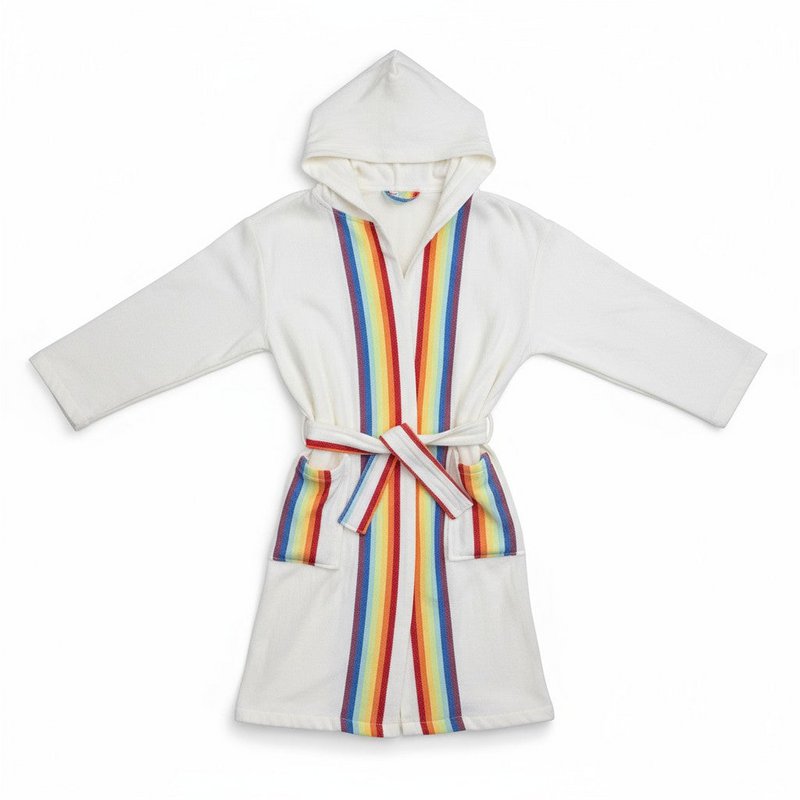 Children's bathrobe made from 100% cotton with a rainbow design