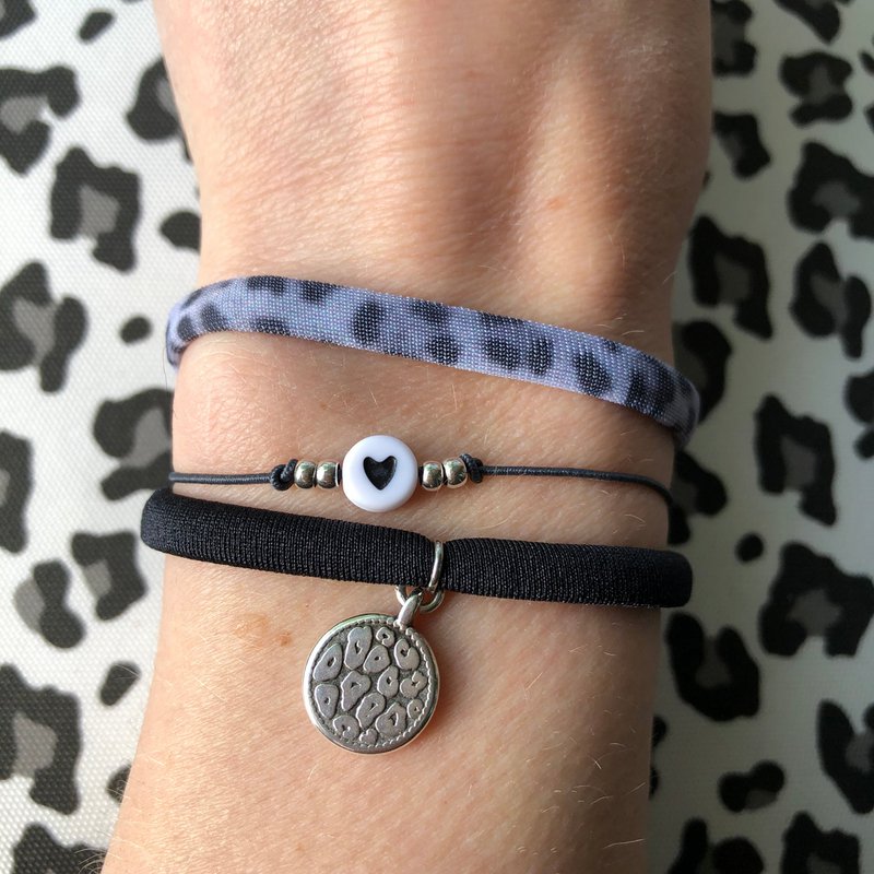 Armbånd Hjerte Sort og hvid