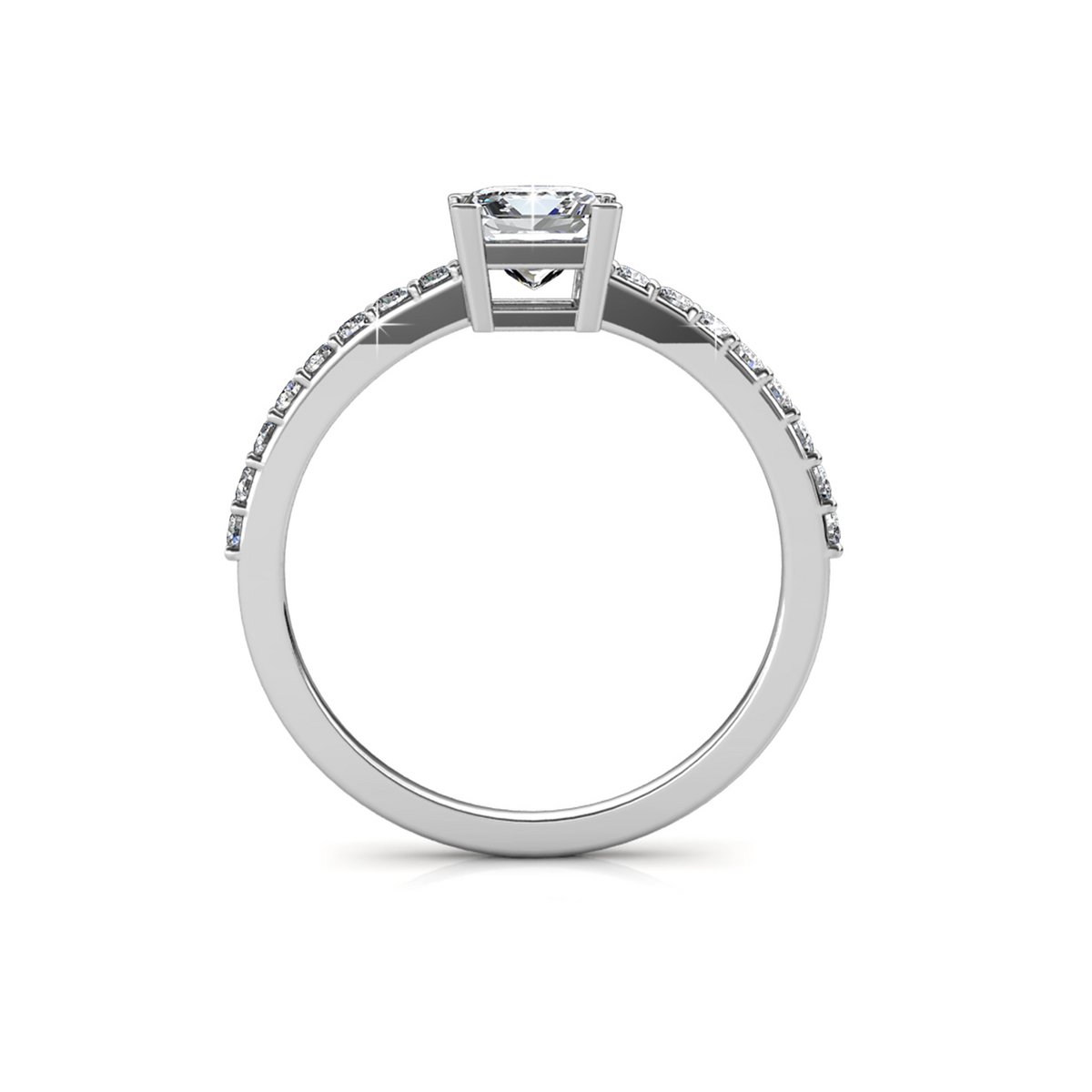 Bague Simple Square  - ArgentÃ© et Cristal