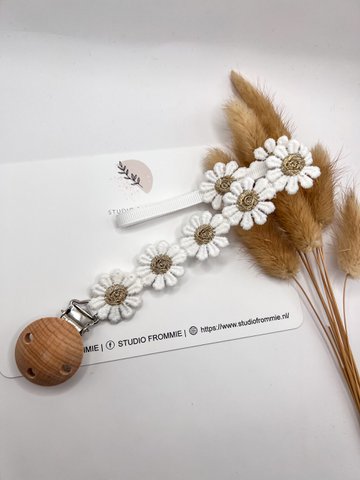 Schnullerkette Gänseblümchen gold