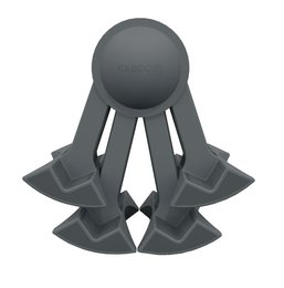 Grey booster seat with triangular legs for children.
