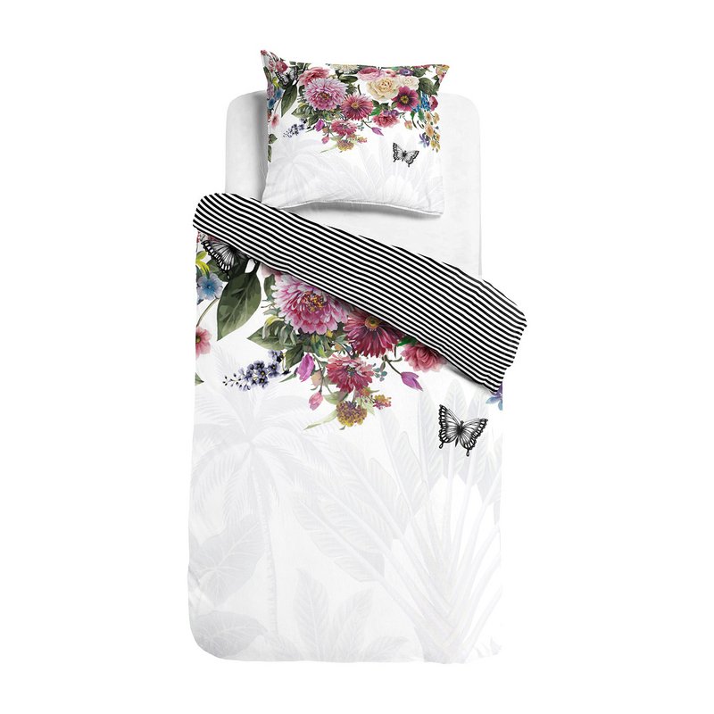 Melli Mello High on Love Dekbedovertrek Wit | Romantische Bloemen | Katoensatijn
