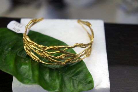 Gouden tak armband, vergulde sterling zilveren sieraden, jasmijn tak armband, handgemaakt cadeau voor haar, verjaardagscadeau voor vrouwen