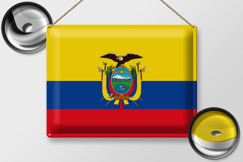 Blechschild Flagge Ecuador 40x30cm Flag of Ecuador