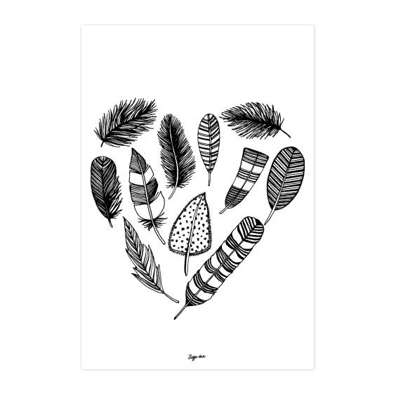 A4 poster feather heart