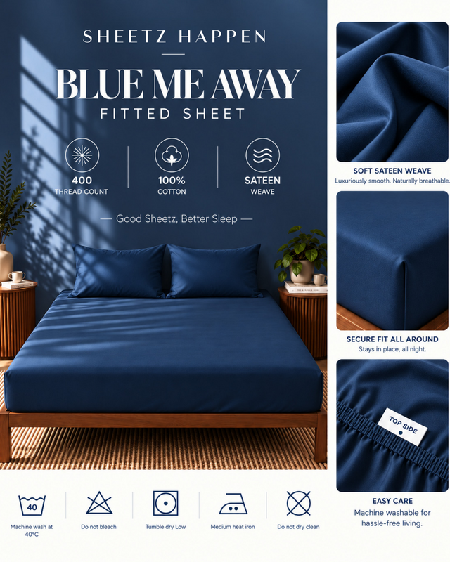 Drap-housse - Satin de coton 400 fils au pouce - Blue me away