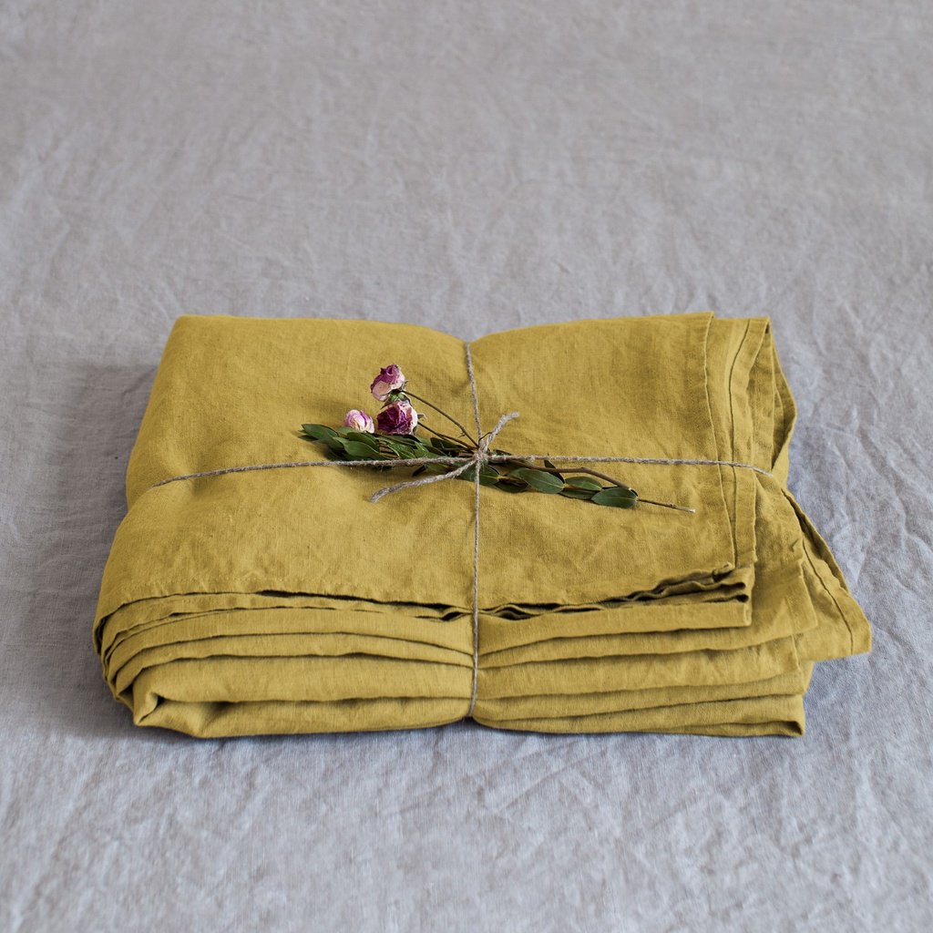 Lemon Curry Linen Flat Sheet
