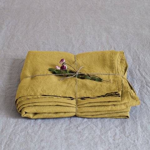 Lemon Curry Linen Flat Sheet