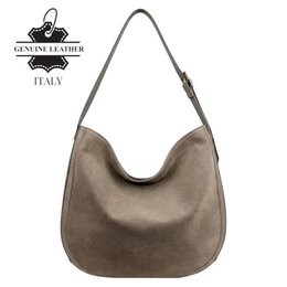 Leren Hobo-schoudertas met gespleten leren voorkant 58071