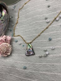 Muschelkette | Paua/Abalone 40 cm goldener Edelstahl handgefertigter Strand-Ozean-Schmuck