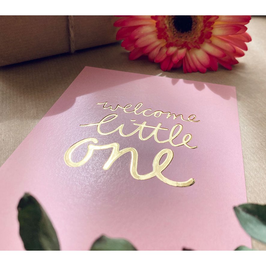Karte | Mit goldener Folie kleine kleine - rosa