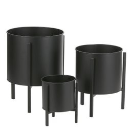 Jessy urtepotte på stativ - Sæt med 3 - H35 x Ø27 cm - Metal - Sort