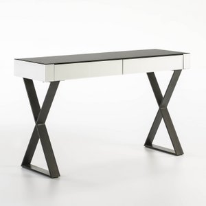 CONSOLA 131X40X76 CRISTAL NEGRO/BLANCO METAL NEGRO TH3662300