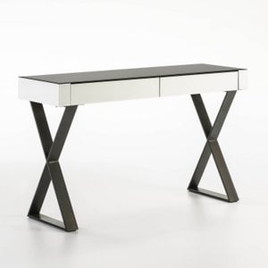 CONSOLA 131X40X76 CRISTAL NEGRO/BLANCO METAL NEGRO TH3662300