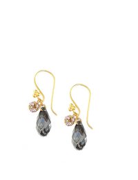 Pendientes bañados en oro de 18 quilates con gotas de cristal "Black Silver Night"