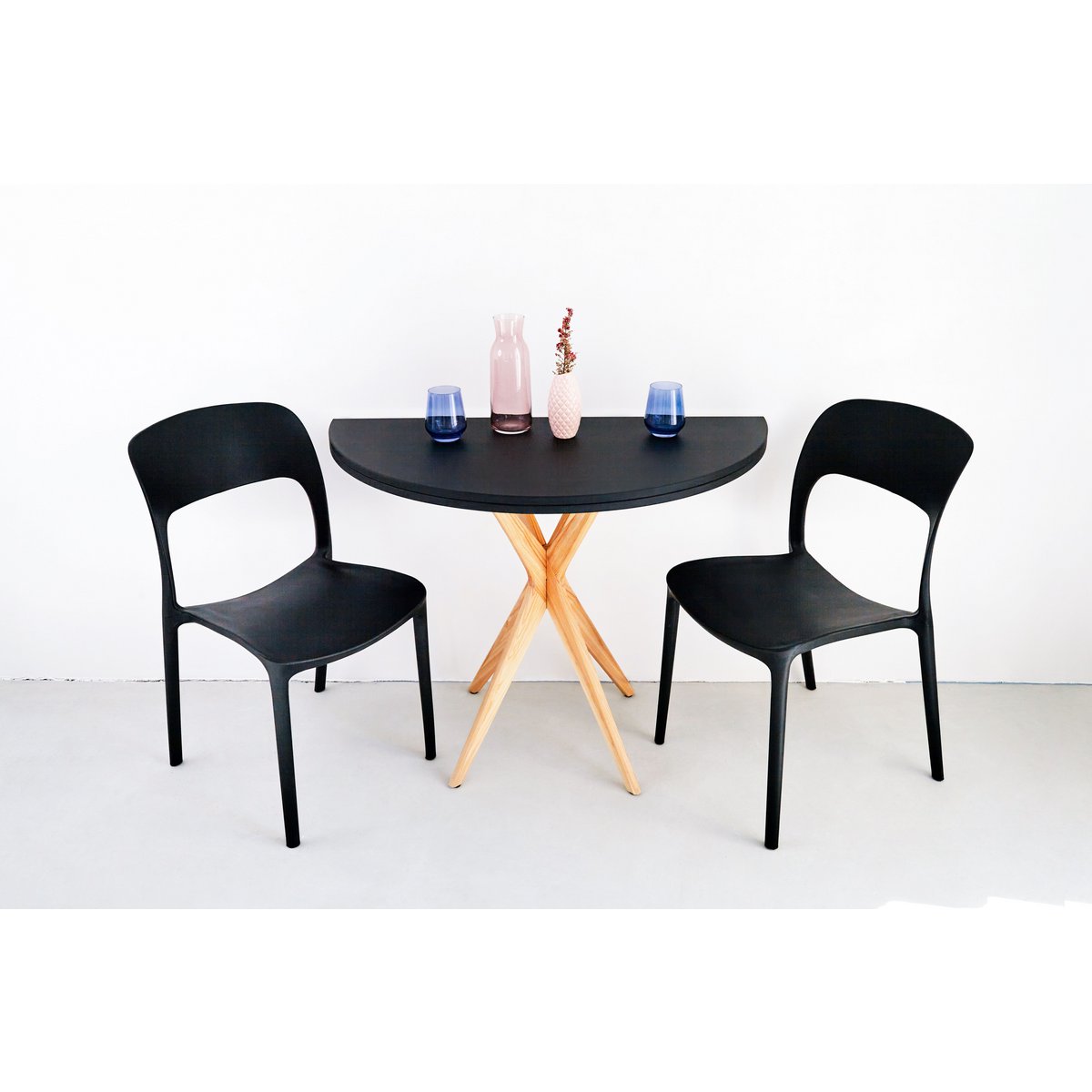 Halve maan uitschuifbare tafel Jubi diverse kleuren verkrijgbaar