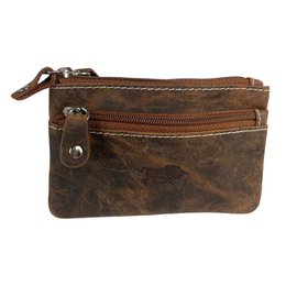 Vintage cognac -colored leather key pouch