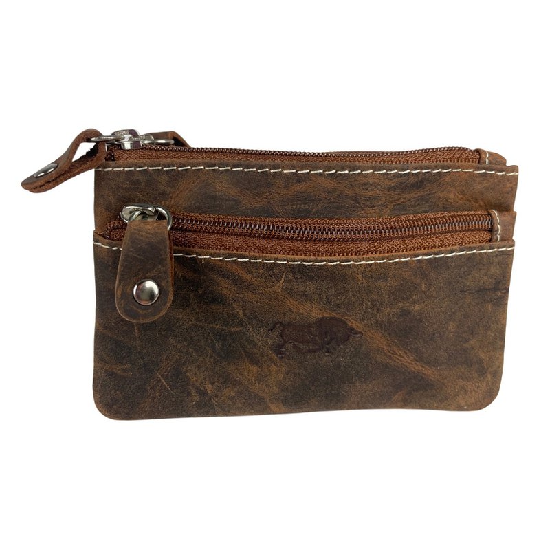Vintage cognac -colored leather key pouch