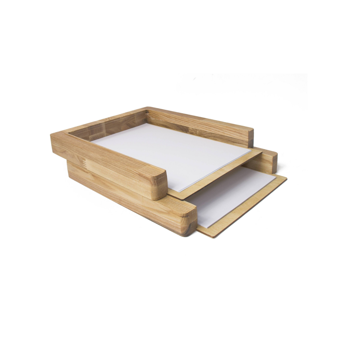 Bac à papier, Lot de 2 bacs à papier en bois