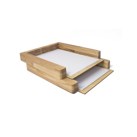 Papierablage, Set aus 2 Papierablagen aus Holz