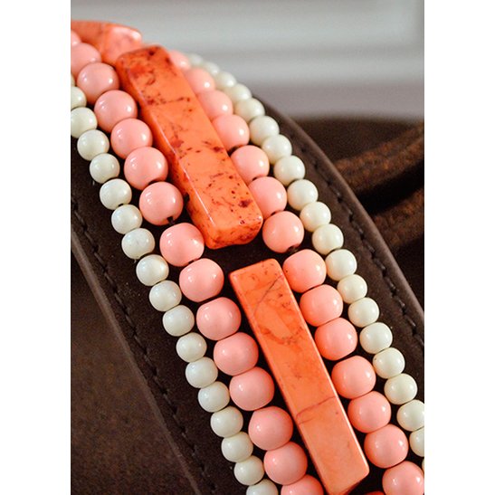 BOHO IBIZA BAG - Coral Ivory shoulder strap (70cm) + Suede bag (Cocoa)