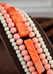 BOHO IBIZA BAG - Coral Ivory shoulder strap (70cm) + Suede bag (Cocoa)
