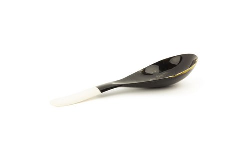 Black horn rice spoon with bone handle