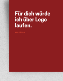 Postcard "I would walk over Lego for you"