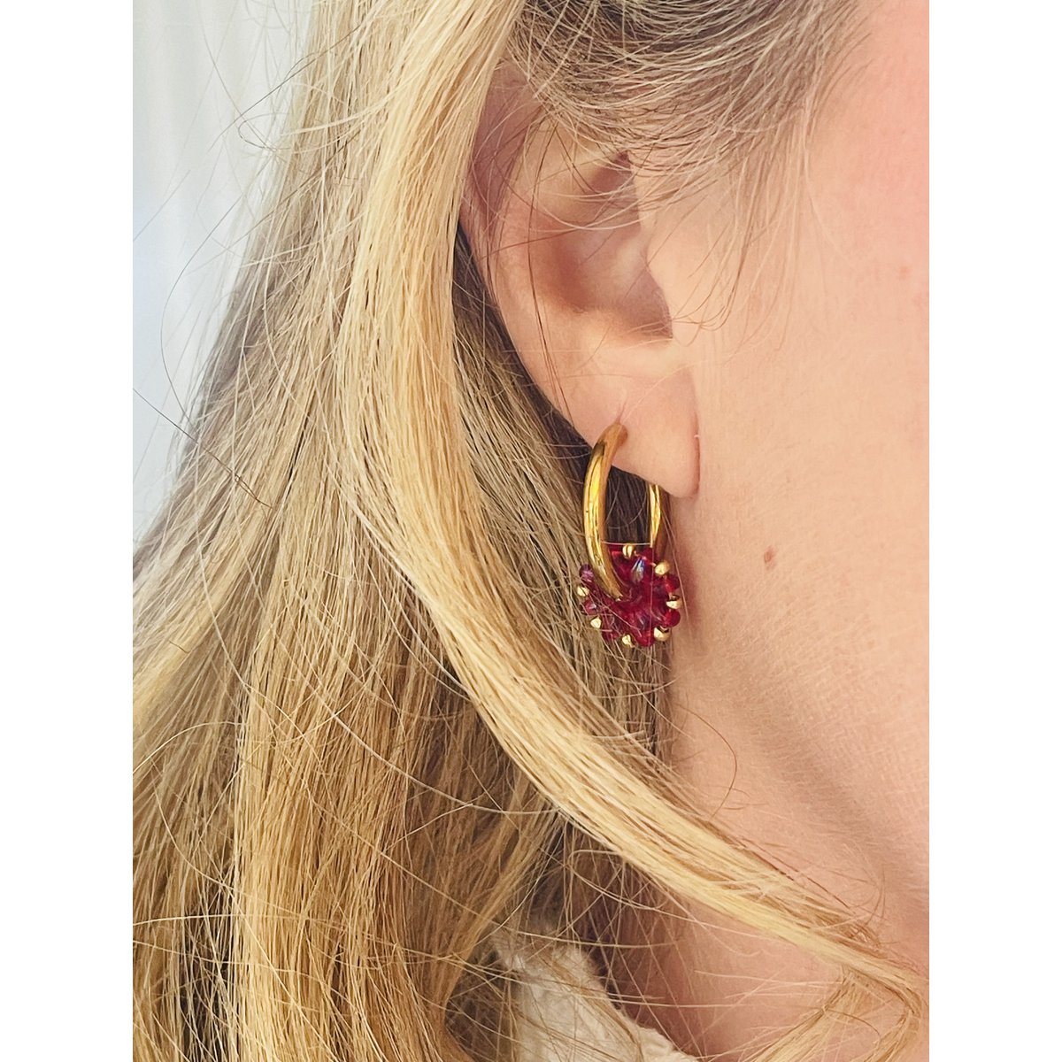 Earrings Flower Red