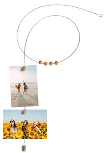 Photo rope PIMP AND CREATE with natural wooden magnets, 1.5 m, silver
