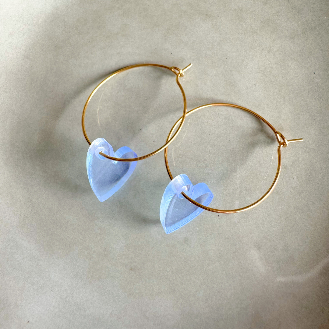 Pendientes Aros Lume Charms | Corazón Neón Azul