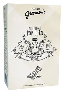 Karamell-Popcorn umhüllt von weißen Schokoladengewürzen (100g)