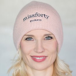 Damen Strickmütze Beanie Strickbeanie Frauengeschenk Geschenkbox weiß softrosé