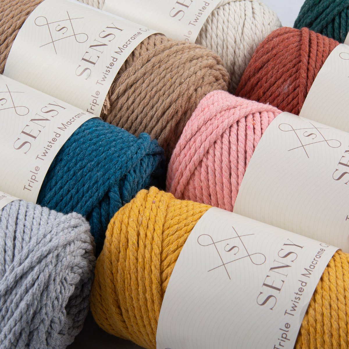 Sensy Premium 3mm - 82 yards 100% Cotton 3 Strand Twisted Macrame Cord