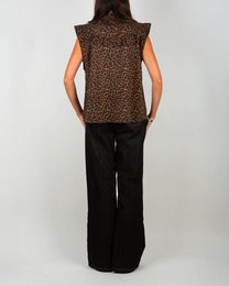 Leopard flæsede ærmeløs damebluse