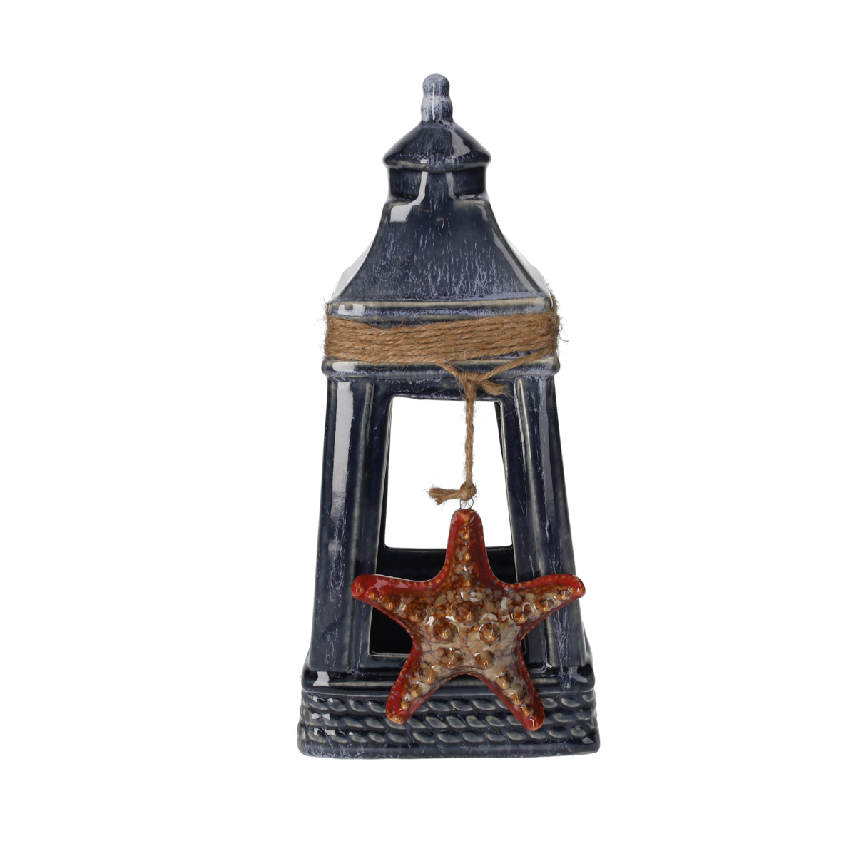 Blue ceramic marine candle holder h 35x16x16 cm