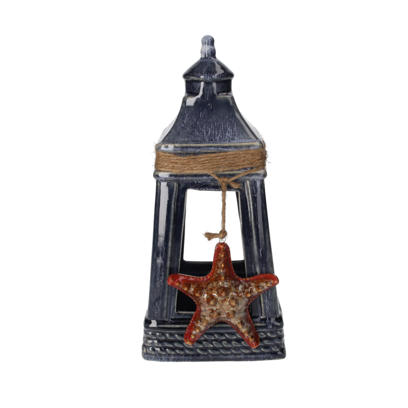 Blue ceramic marine candle holder h 35x16x16 cm