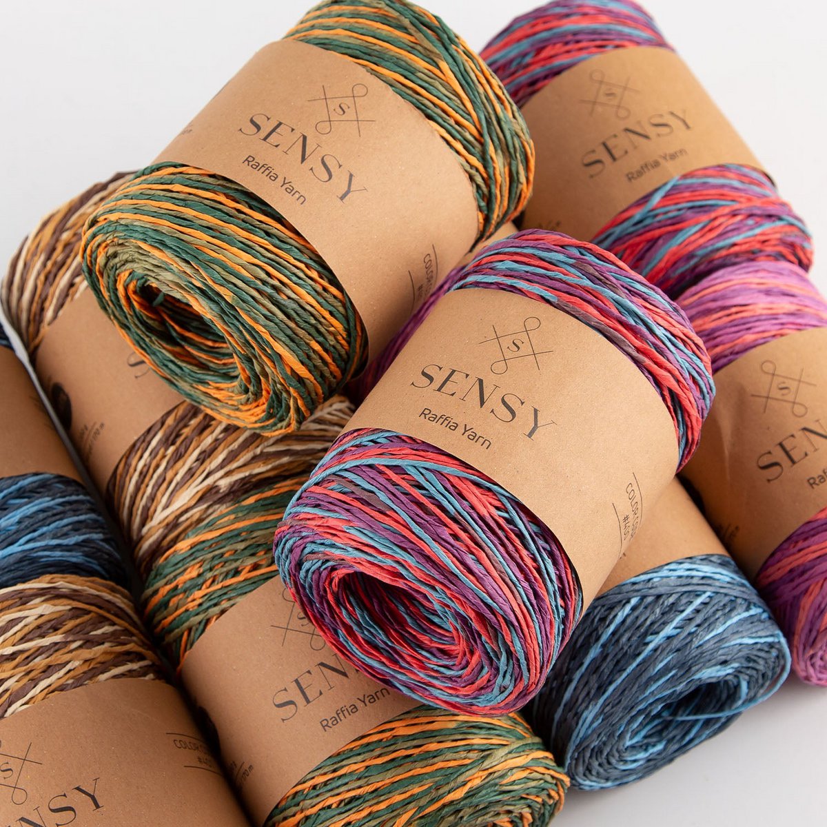 Sensy Premium 185 iarde %100 Filato di rafia multicolore in carta