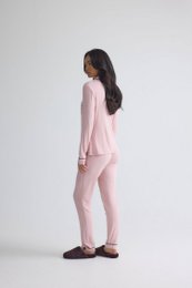 Langes Bambus-Pyjama-Set in Rosa