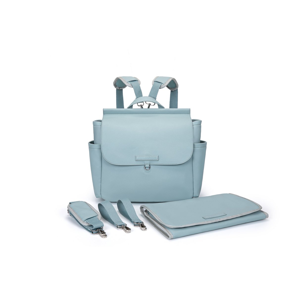 MIREM Maternity Bag By Nenina & Co Dusty Blue + Gift Changing Mat + Pacifier Holder